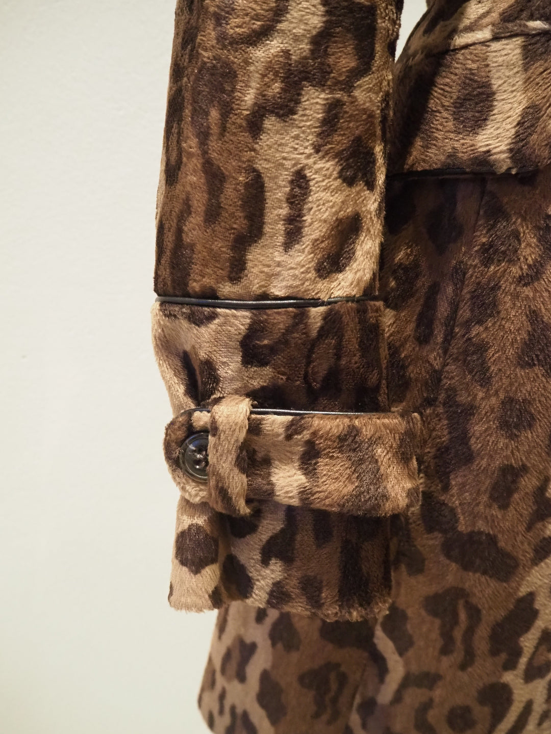 Karen Millen 6 leopard animal print high quality faux fur tan black trench coat belted CHIC